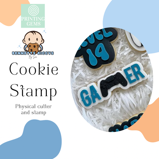 Gamer word raised stamp by Bennets Biccys