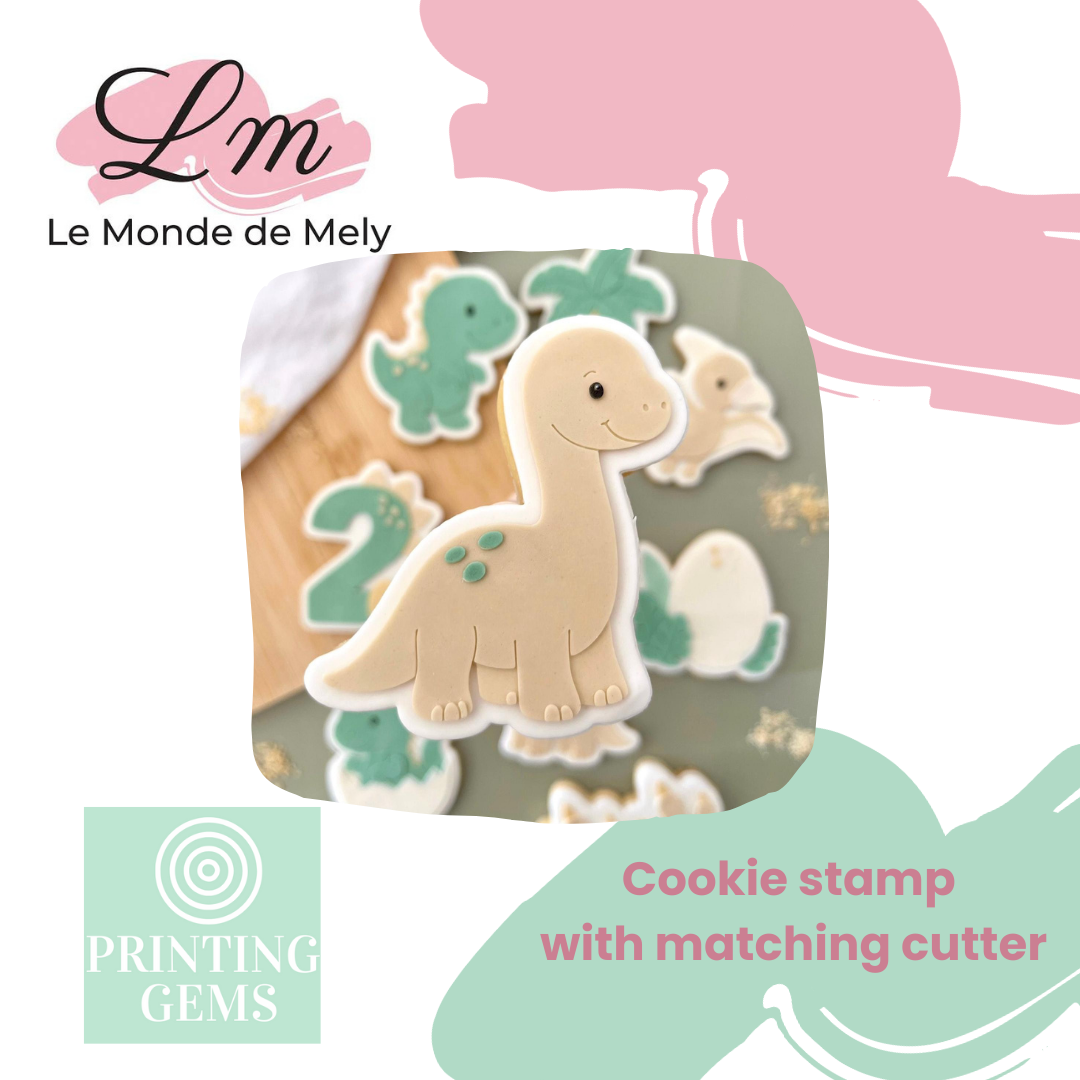 Dino brontosaurus raised stamp by Le Monde De Mely