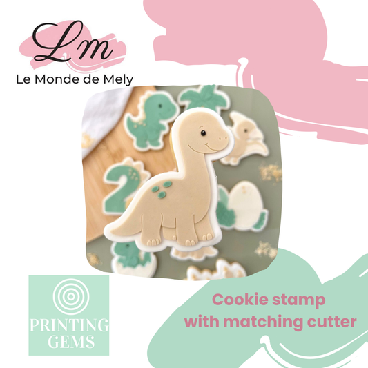 Dino brontosaurus raised stamp by Le Monde De Mely