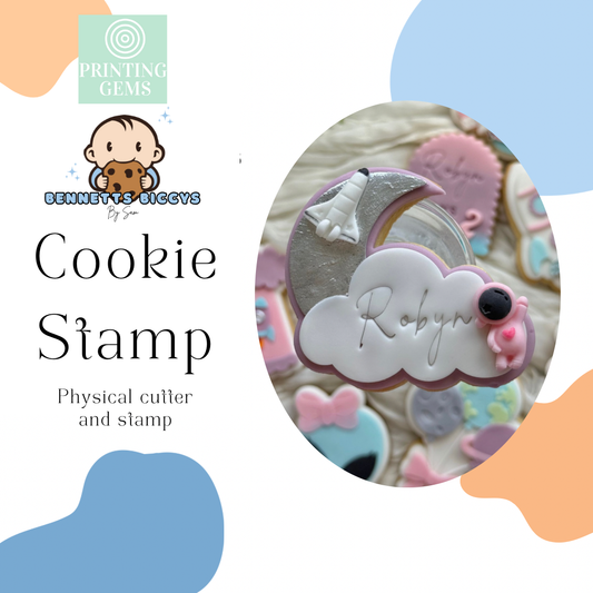 Moon and cloud raised stamp by Bennets Biccys