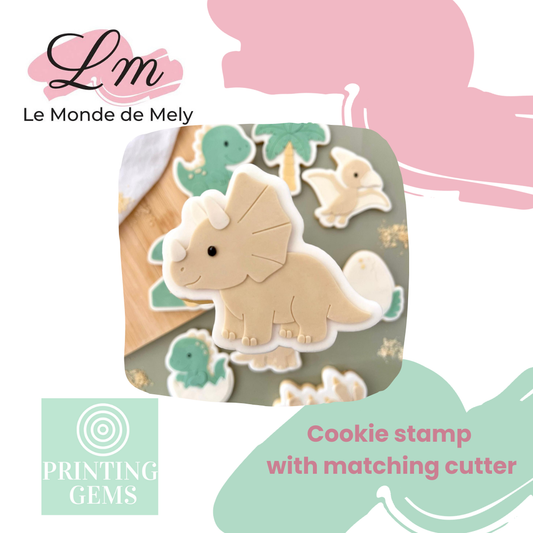 Dino triceratops raised stamp by Le Monde De Mely