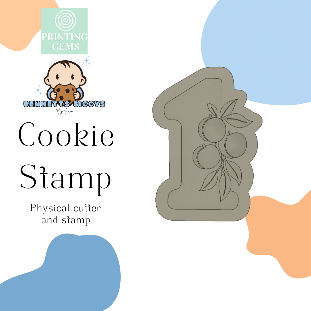 Peach number one raised stamp by Bennets Biccys