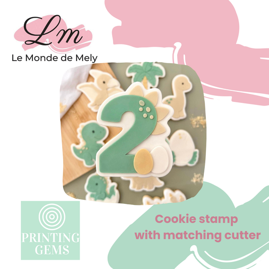 Dino number 2 raised stamp by Le Monde De Mely
