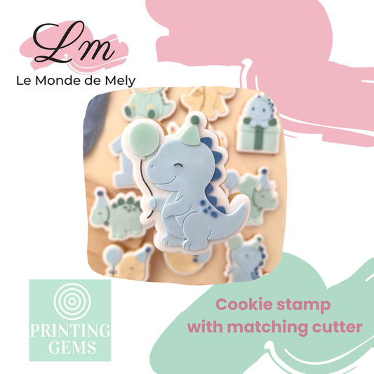 Dino birthday tyrannosaurs raised stamp by Le Monde De Mely
