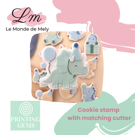 Dino birthday triceratops raised stamp by Le Monde De Mely