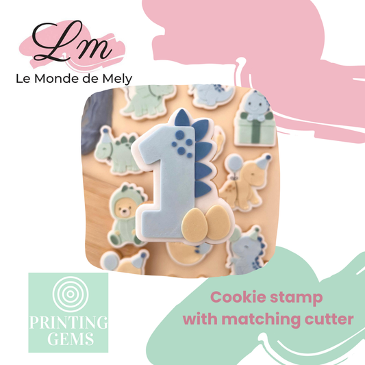 Dino number 1 raised stamp by Le Monde De Mely