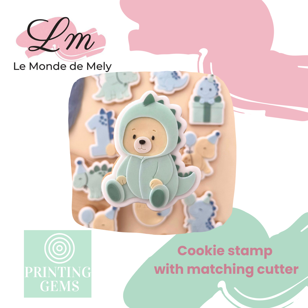 Dino teddy raised stamp by Le Monde De Mely