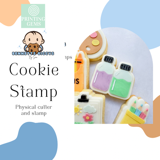 Paint bottles raised stamp by Bennets Biccys