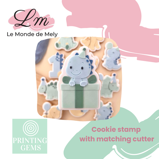 Dino birthday box raised stamp by Le Monde De Mely