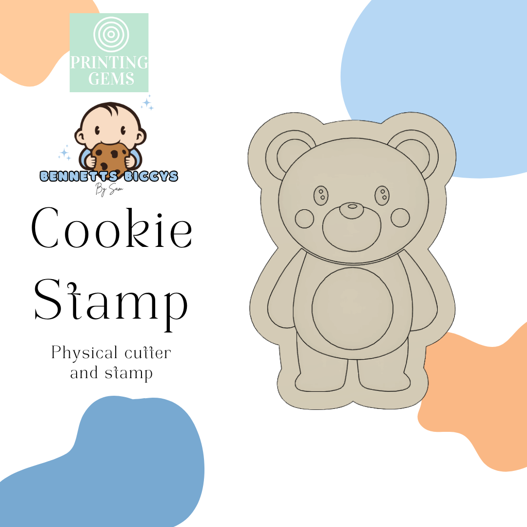 Big teddy bear raised stamp by Bennets Biccys