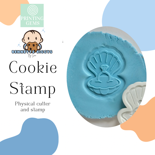 Diamond ring clam shell raised stamp by Bennets Biccys