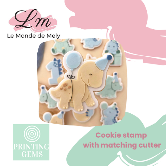 Dino birthday brontosaurus raised stamp by Le Monde De Mely