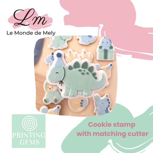 Dino birthday stegosaurs raised stamp by Le Monde De Mely