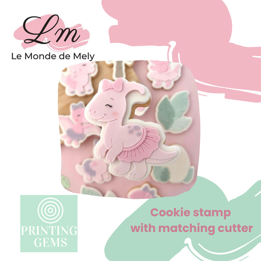 Dino girl parasaurolophus raised stamp by Le Monde De Mely