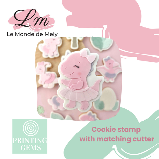 Dino girl tyrannosaurs raised stamp by Le Monde De Mely