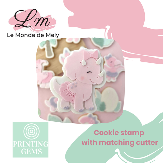 Dino girl triceratops raised stamp by Le Monde De Mely
