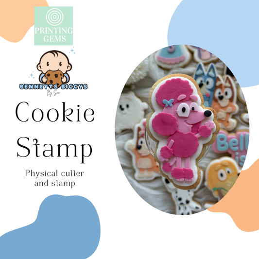 Fluffy pink dog raised stamp by Bennets Biccys
