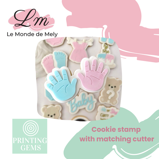 Gender reveal baby hands raised stamp by Le Monde De Mely