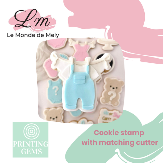 Gender reveal baby boy clothesline raised stamp by Le Monde De Mely