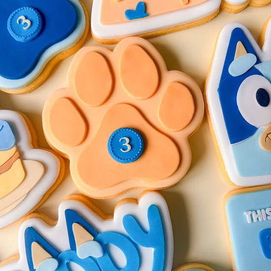 Blue Birthday Dog set raised stamp by Honey & Goldie