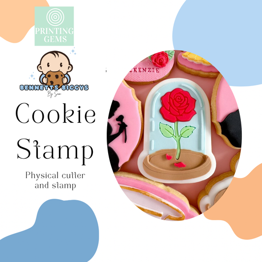 Rose in Jar raised stamp by Bennets Biccys