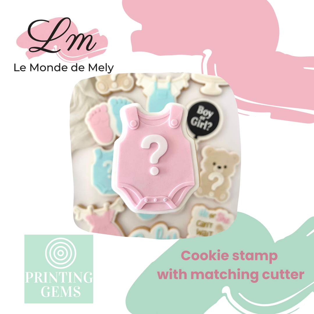 Gender reveal baby onesie raised stamp by Le Monde De Mely