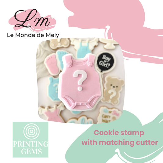 Gender reveal baby onesie raised stamp by Le Monde De Mely