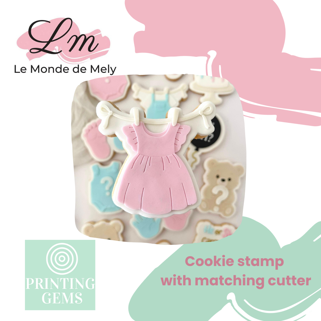 Gender reveal baby girl clothesline raised stamp by Le Monde De Mely