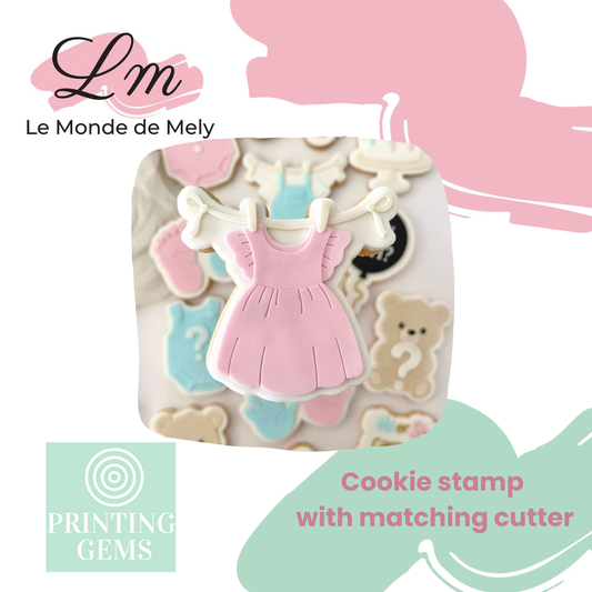 Gender reveal baby girl clothesline raised stamp by Le Monde De Mely