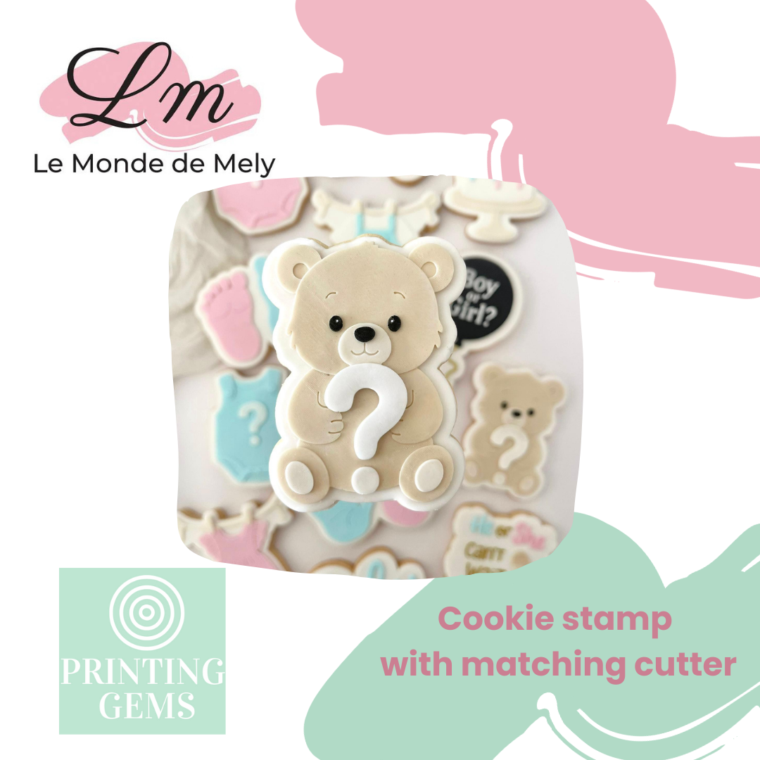 Gender reveal baby bear raised stamp by Le Monde De Mely