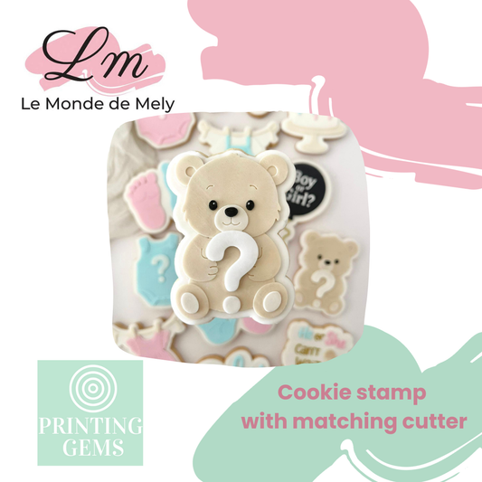 Gender reveal baby bear raised stamp by Le Monde De Mely