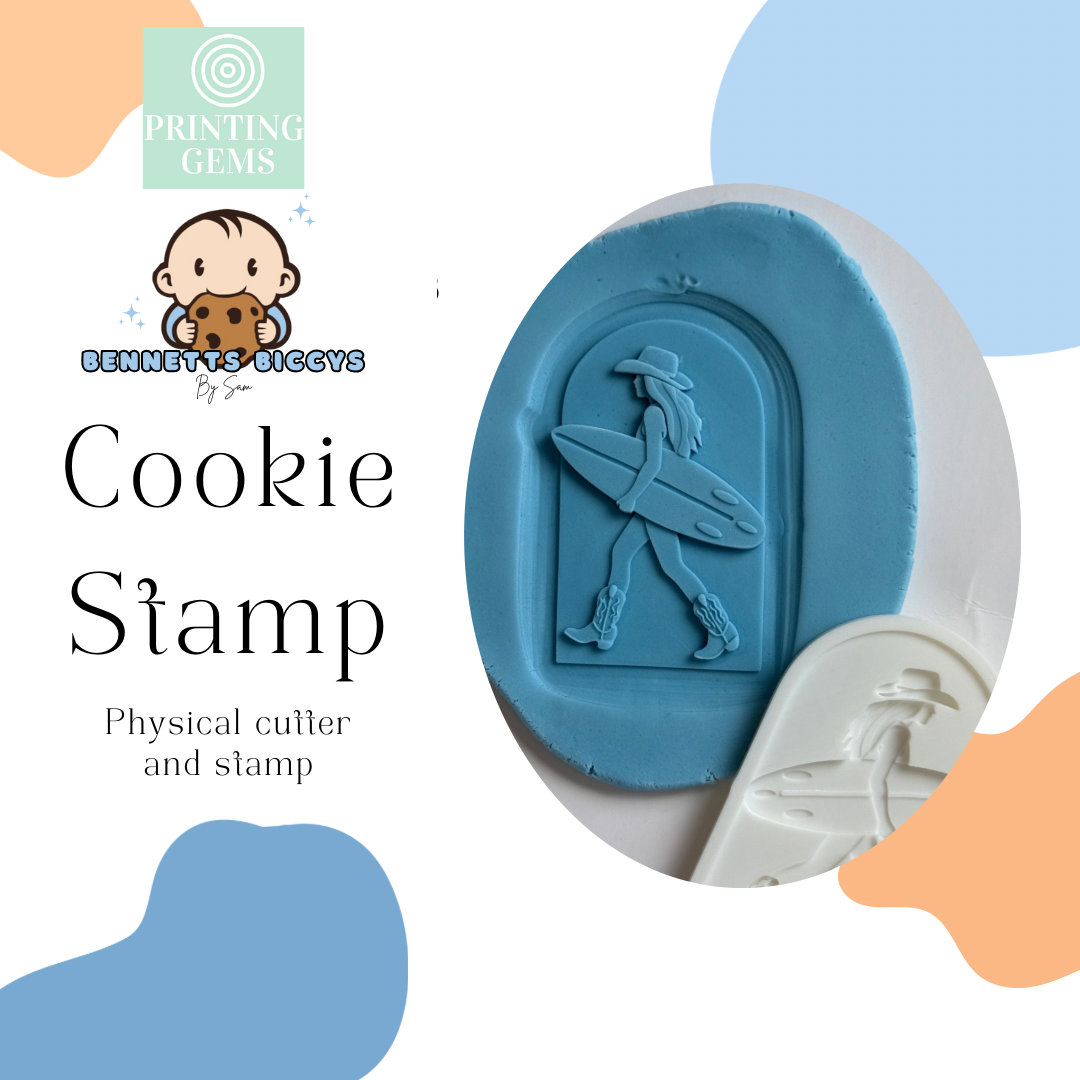 Surfer cowgirl raised stamp by Bennets Biccys