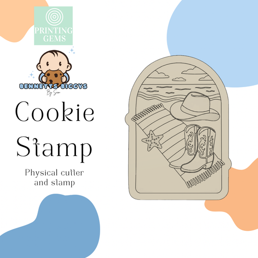 Cowgirl beach raised stamp by Bennets Biccys