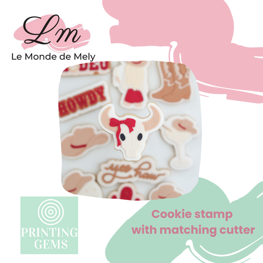 Last Rodeo skull with bow raised stamp by Le Monde De Mely