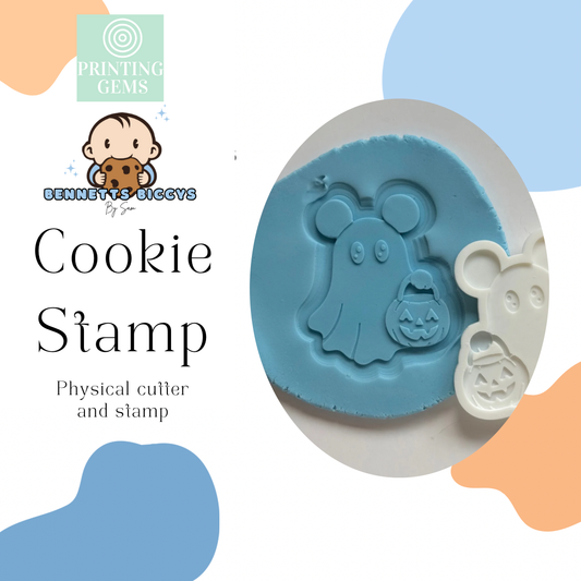 Ghost with ear raised stamp by Bennets Biccys