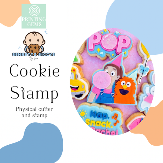 Rachel and orange friend raised stamp by Bennets Biccys