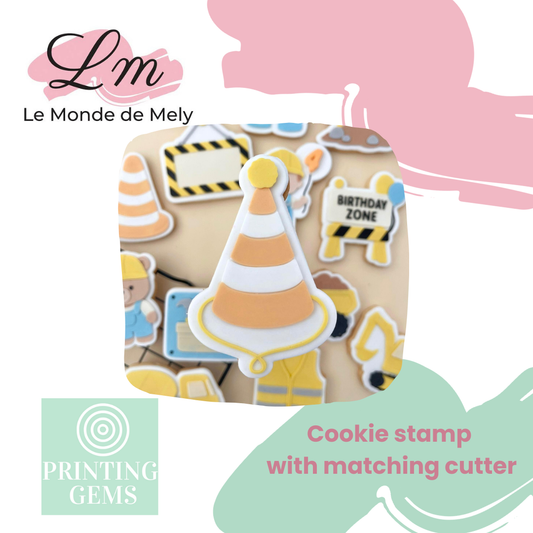 Construction party hat raised stamp by Le Monde De Mely