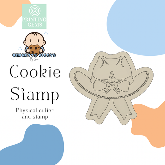 Starfish cowgirl hat raised stamp by Bennets Biccys