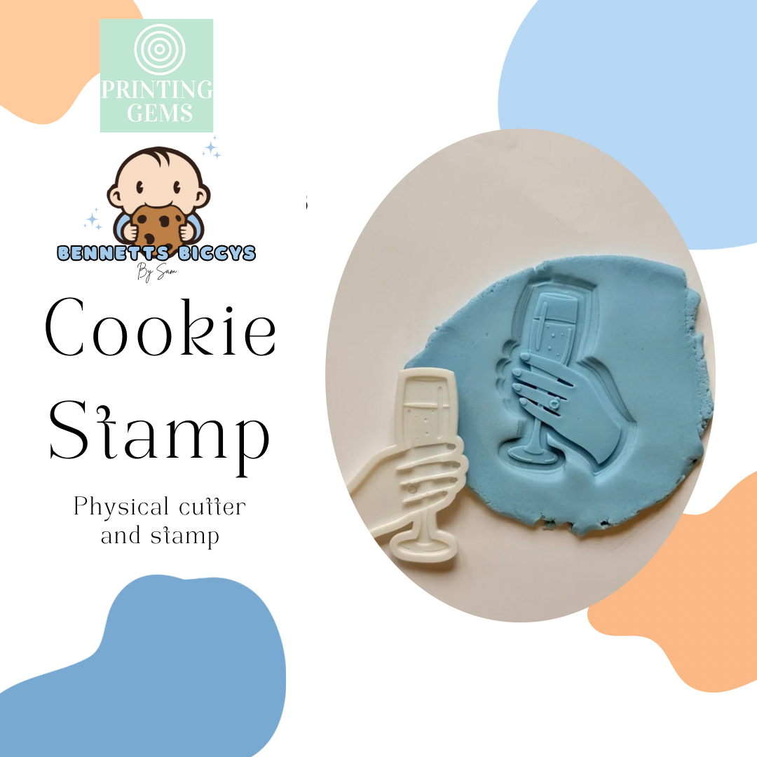 Champagne glass with ring raised stamp by Bennets Biccys