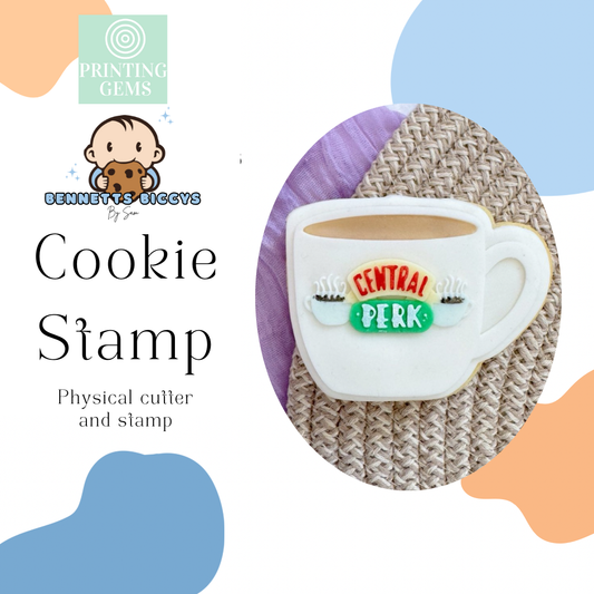 Friendly coffee cup raised stamp by Bennets Biccys