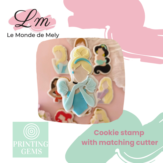 Glass slipper princess raised stamp by Le Monde De Mely