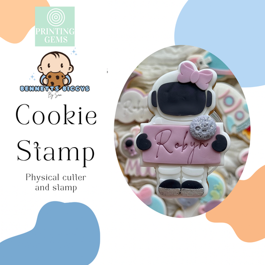 Astronaut with bow raised stamp by Bennets Biccys