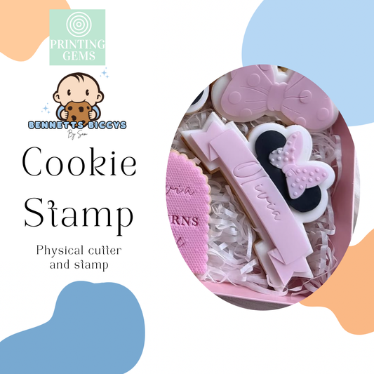 Girl Mouse Banner raised stamp by Bennets Biccys