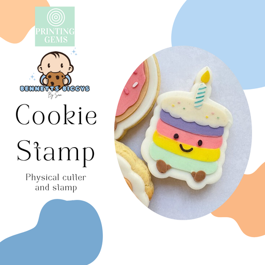 Birthday cake raised stamp by Bennets Biccys