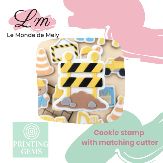 Construction caution stop sign raised stamp by Le Monde De Mely