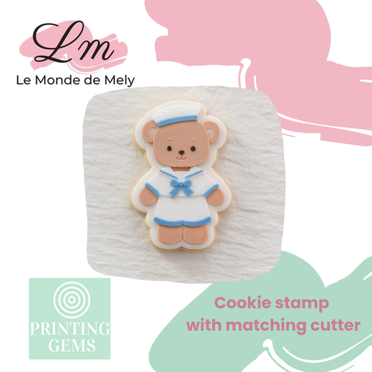 Sailor bear raised stamp by Le Monde De Mely