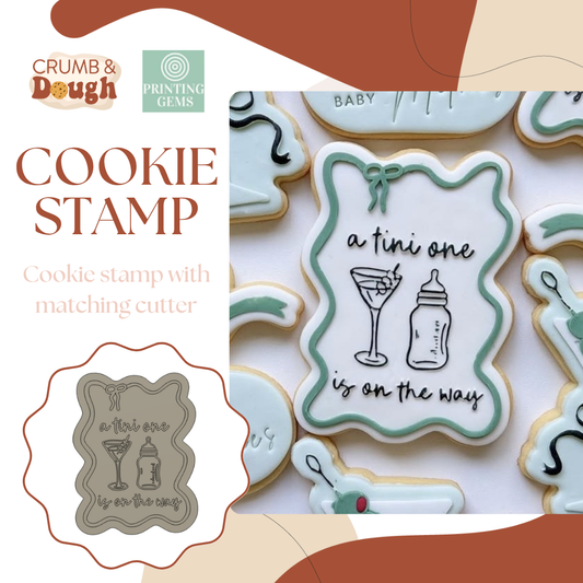 A tini one is on the way raised stamp by Crumb and Dough