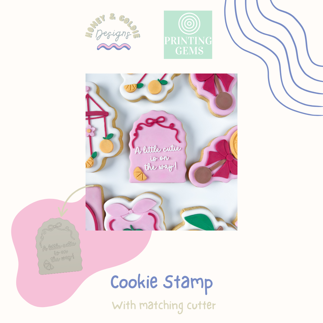A little cutie on the way raised stamp by Honey & Goldie
