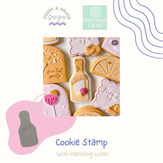 Spirit bottle raised stamp by Honey & Goldie