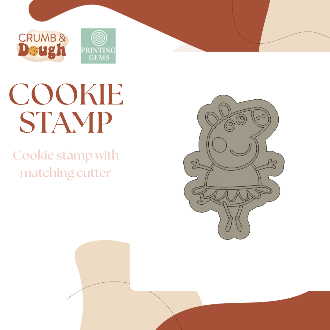 Ballerina Pig raised stamp by Crumb and Dough